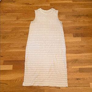 Everlane Sleeveless Striped Cream Midi Dress
